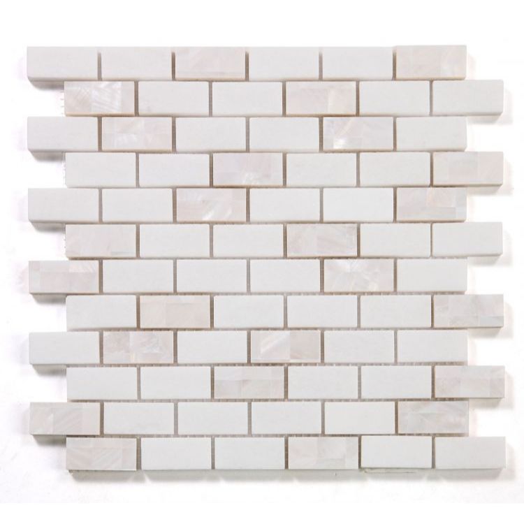 Elysium - Diana Brick Thassos 11.75 in. x 11.75 in. Marble Mosaic