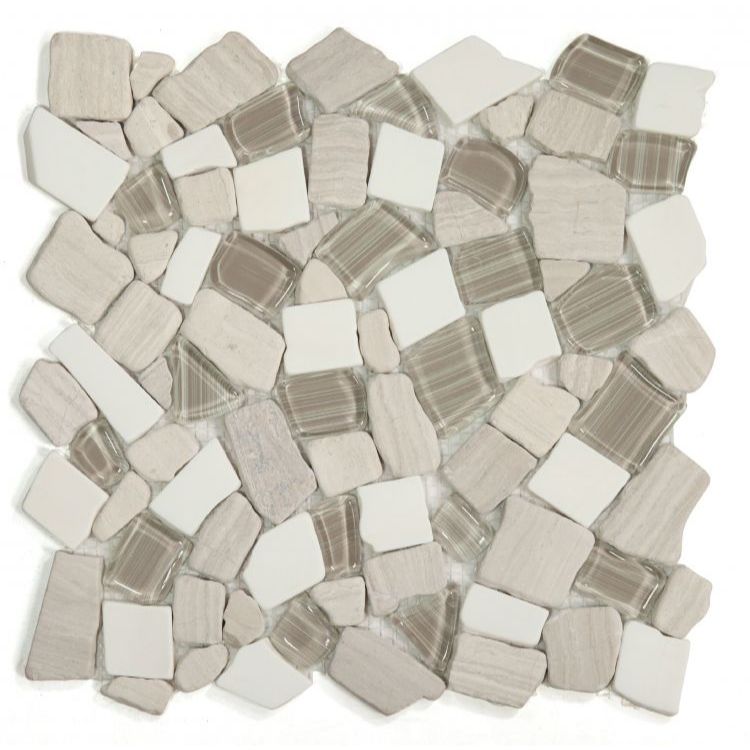 Elysium - Pebble 12" x 12" Glass and Marble Mosaic - Loft