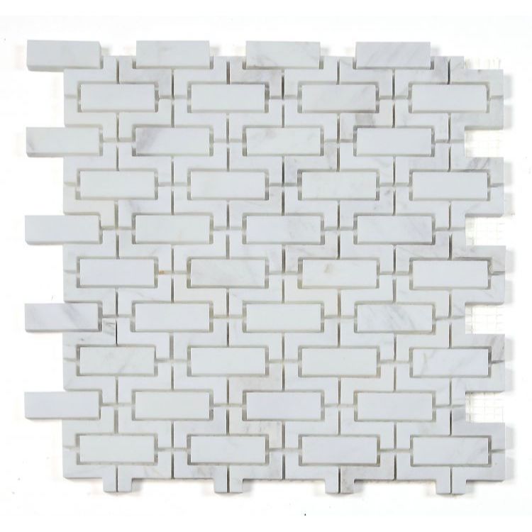 Elysium - Aztec White 10.25 in. x 11.25 in. Marble Mosaic