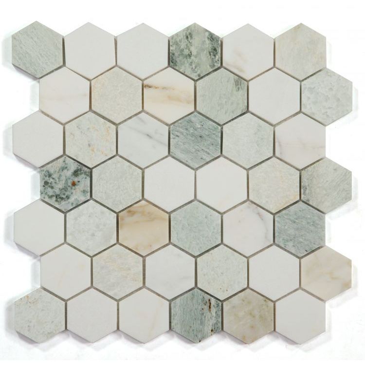 Elysium - Hexagon 2&quot; x 2&quot; Marble Mosaic - Spring