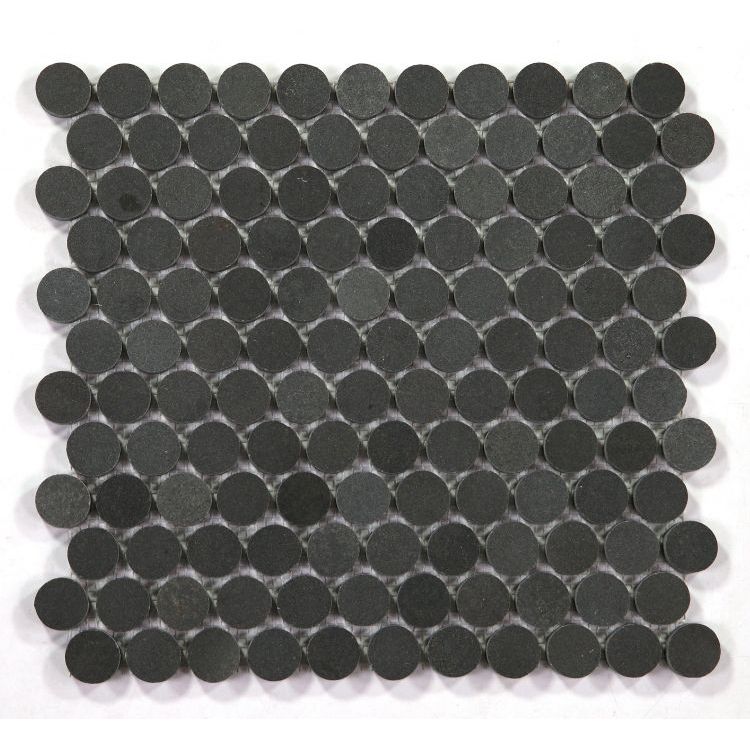 Elysium - Penny Marble 11 in. x 11.75 in. Marble Mosaic - Basalt