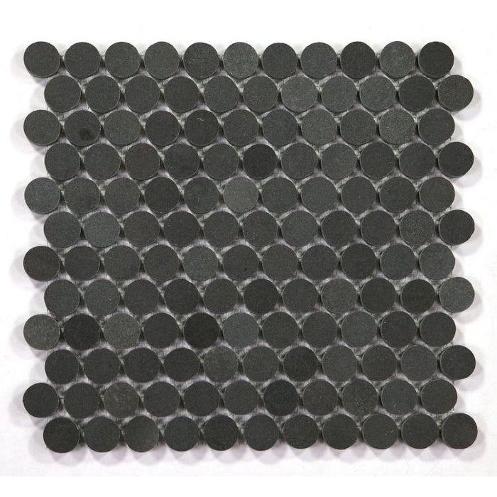 Elysium - Penny Marble 11 in. x 11.75 in. Marble Mosaic - Basalt