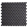 See Elysium - Penny Round 11.5 in. x 12.25 in. Porcelain Mosaic - Black Matte