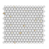 See Elysium - Penny Round 11.5 in. x 12.25 in. Porcelain Mosaic - Calacatta Matte