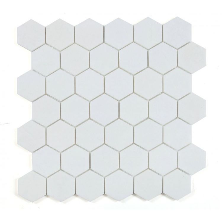 Elysium - Hexagon 2&quot; x 2&quot; Marble Mosaic - Thassos Polished