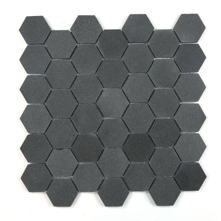 Elysium - Hexagon 2&quot; x 2&quot; Marble Mosaic - Basalt