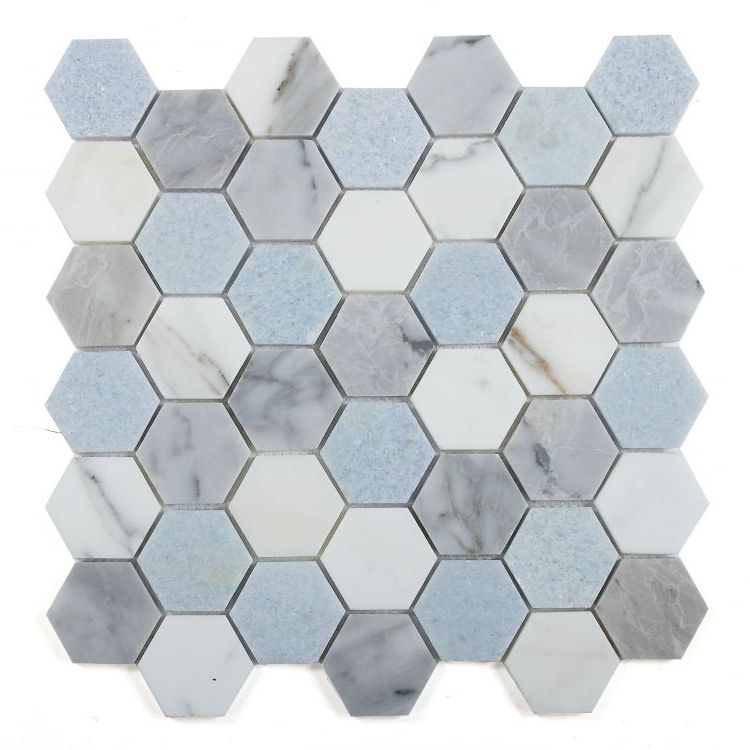 Elysium - Hexagon 2&quot; x 2&quot; Marble Mosaic - Livid