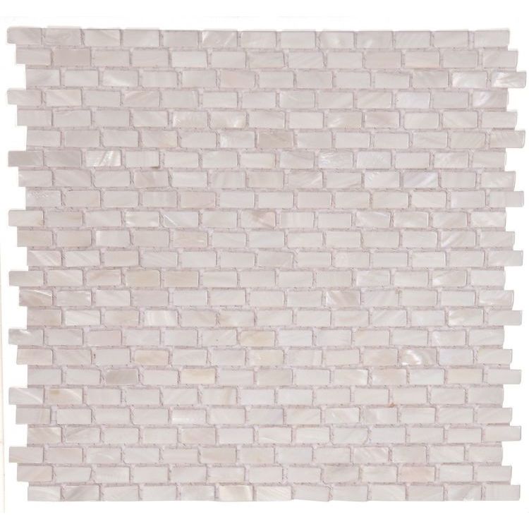 Elysium - Pearl White Mini Brick 11.25 in. x 11.25 in. Pearl Brick Mosaic