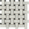 See Maniscalco - Daintree Exotic Mosaics Series - Marble Herringbone Mosaic - Tumbled Bianco Carrara and Nero Marquina