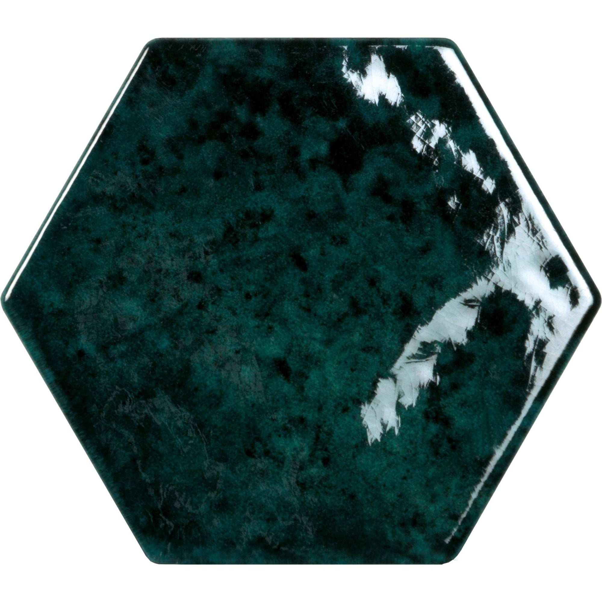 Tesoro - Esamarine Collection Ceramic Hex Tile - Glossy Petrolio