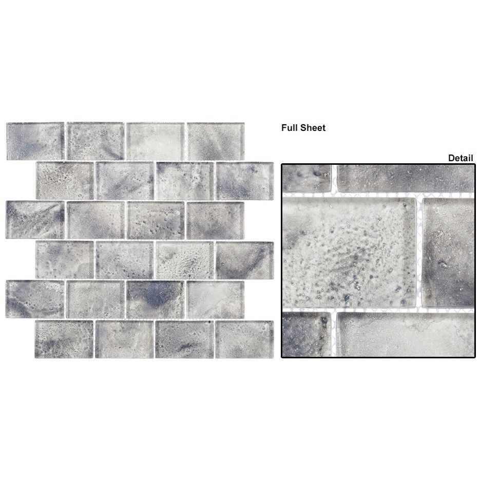 Bellagio - Frothy Swirls Collection - Glass Brick Mosaic - Lounge Mist