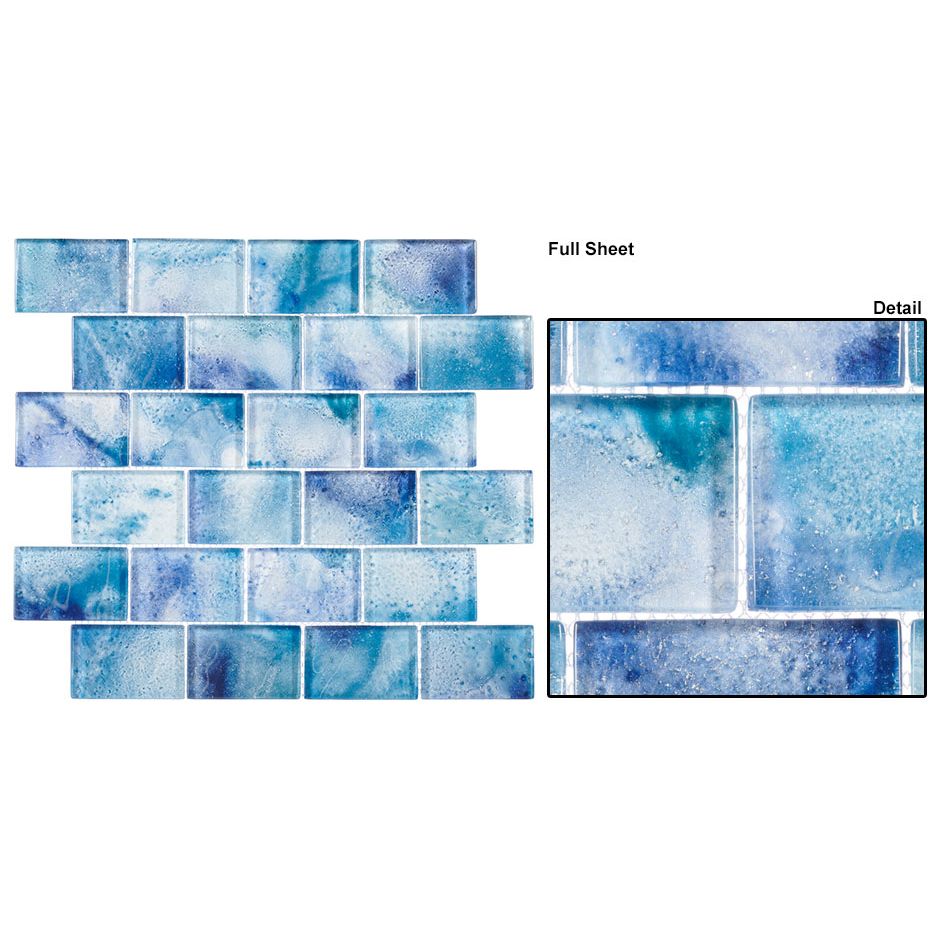 Bellagio - Frothy Swirls Collection - Glass Brick Mosaic - Ink Drops