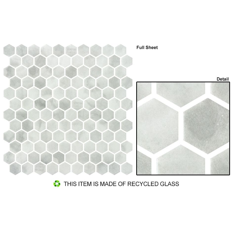 Bellagio - Luxacious Bay 1&quot; Glass Hex Mosaic - Riviera Beach