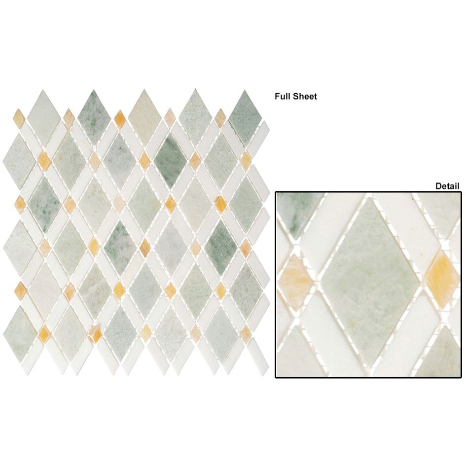 Bellagio - Diamond Collection Stone Mosaic - Ming Green Light and Thassos White