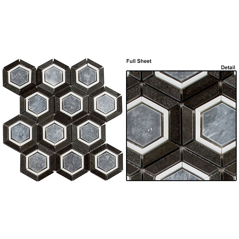 Bellagio - Sky Light Collection Stone Hex Mosaic -  Velvet Periwinkle