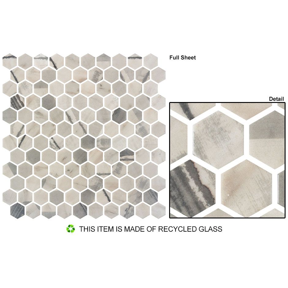 Bellagio - Aragon Hills Collection Glass Hex Mosaic - Python Haze