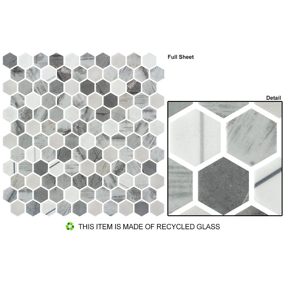 Bellagio - Aragon Hills Collection Glass Hex Mosaic - Ventura Heights