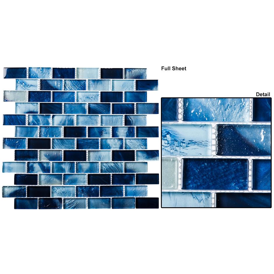 Bellagio - Natural Beauty Collection Glass Brick Mosaic - Antigua Bay