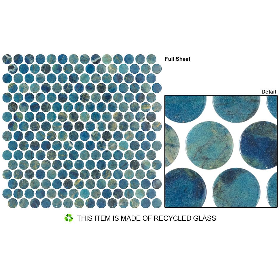 Bellagio - Tahiti Isles Collection Glass Penny Round Mosaic - Aorai Bay