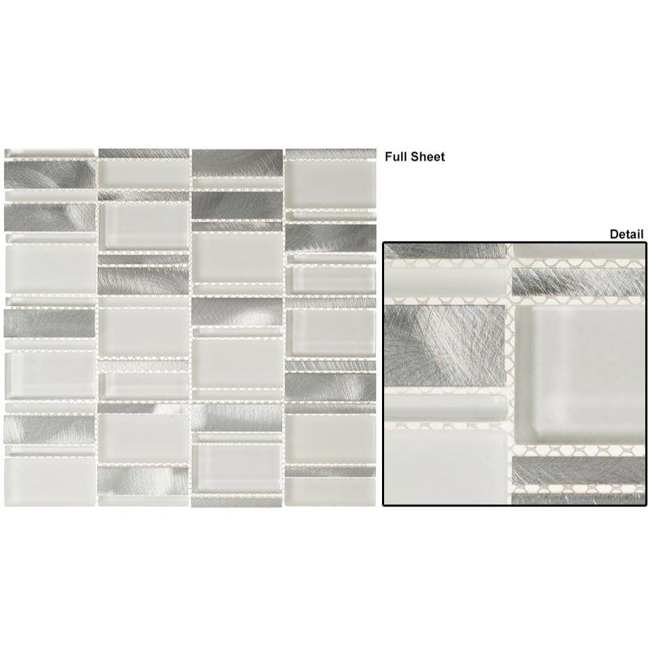 Bellagio - Corrugated Scape Collection Glass and Metal Mosaic - Arctic Plateau