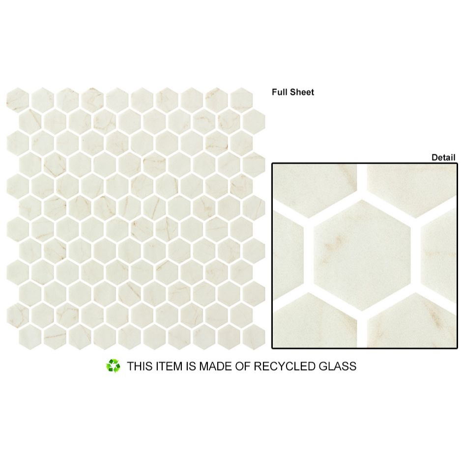 Bellagio - Grenada Views Collection Glass Hex Mosaic - Spania Taupe