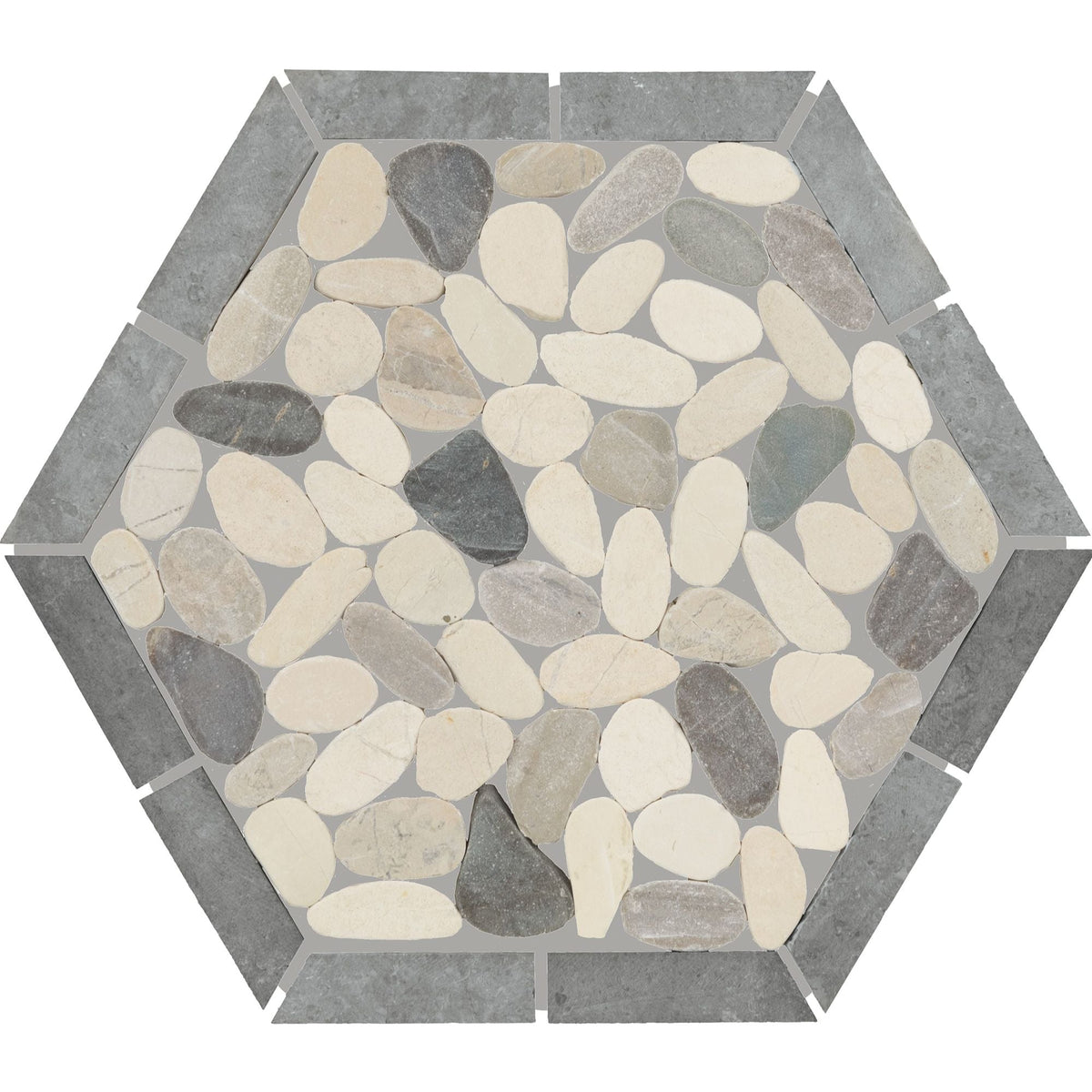 Daltile - Pebble Oasis Natural Stone Mosaic - Framed Hex - Harbor