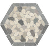 See Daltile - Pebble Oasis Natural Stone Mosaic - Framed Hex - Harbor