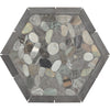 See Daltile - Pebble Oasis Natural Stone Mosaic - Framed Hex - Coastal